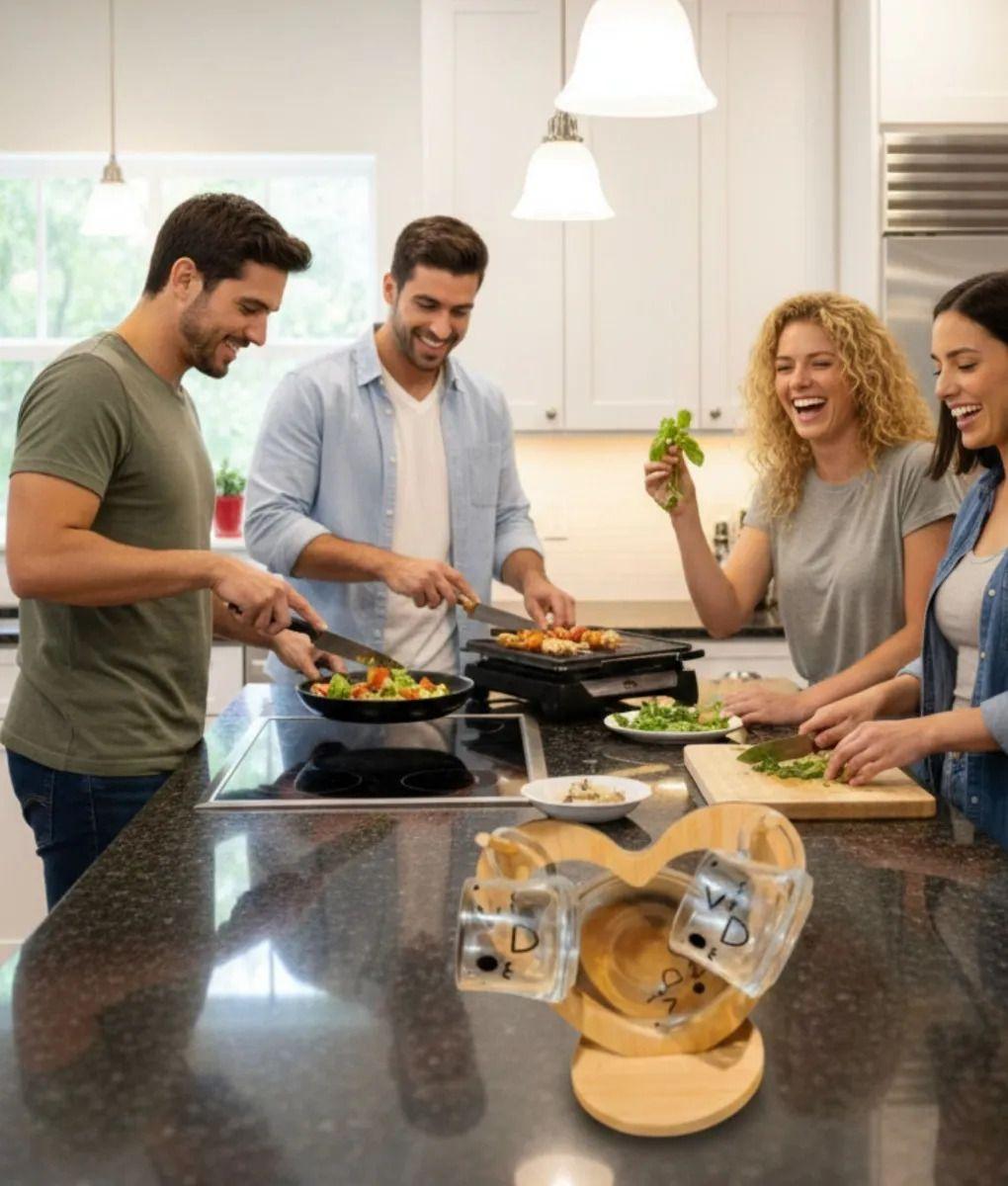 Juego Vajilla Tazas Café Soporte Bambú Diseño Corazón Jhn-4