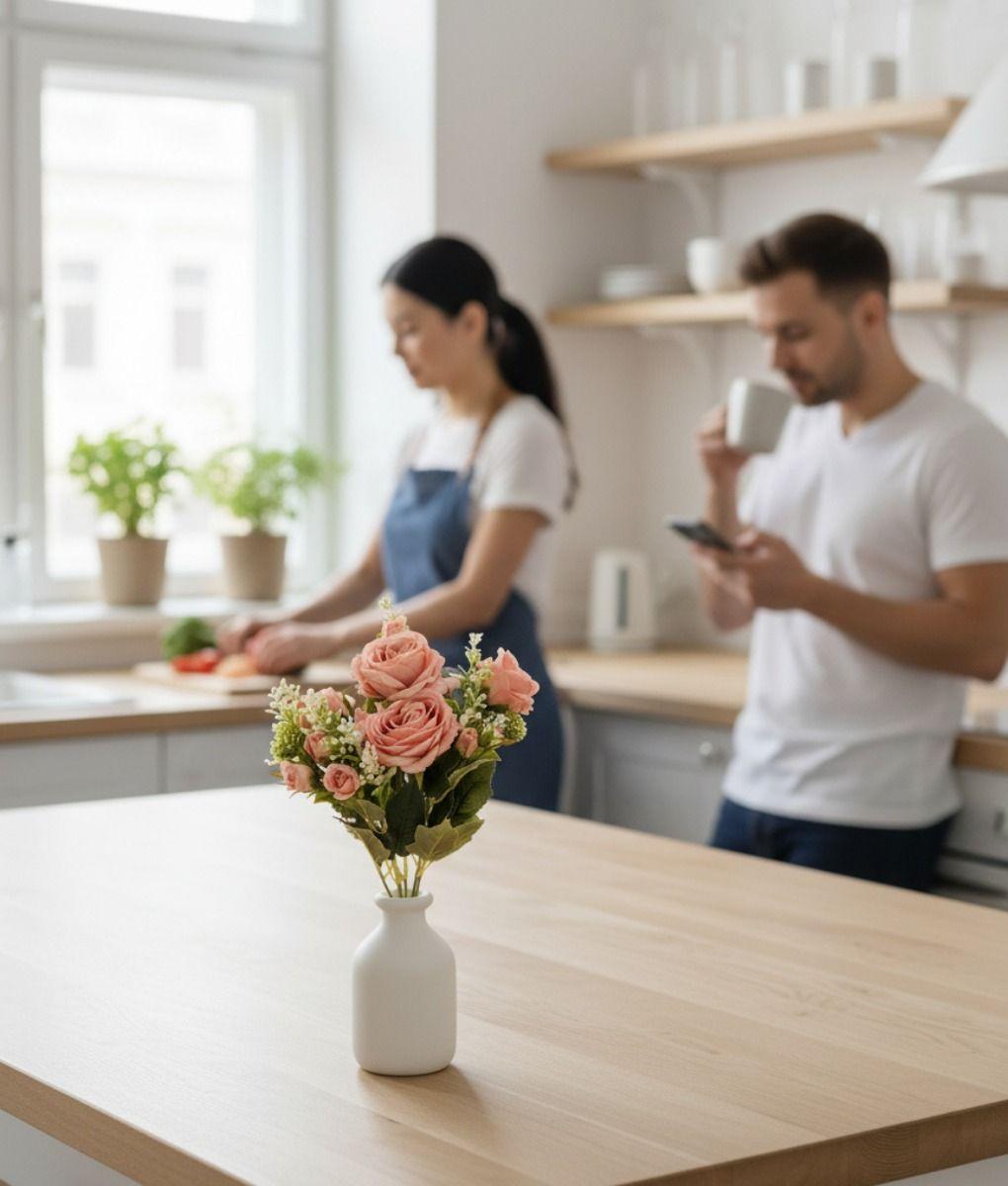 Set 4 Ramo Flores Artificiales Rosas Silvestres Adorno Jhn-6