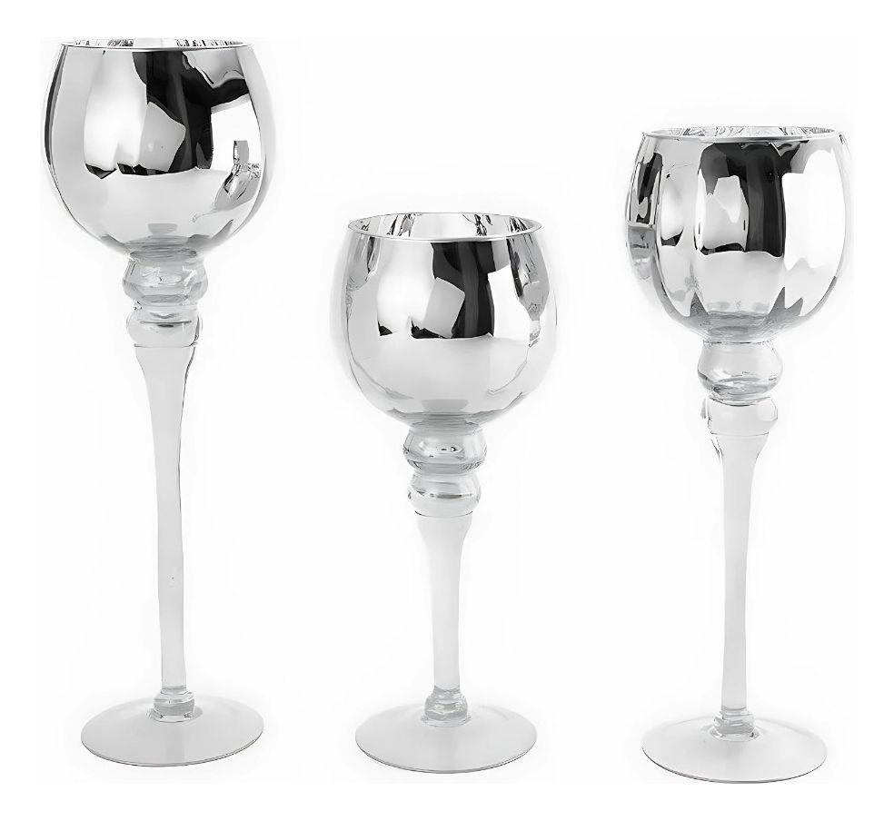 Juego 3 Portavelas Candelabro Decorativo Copas Moderno Jhn-9