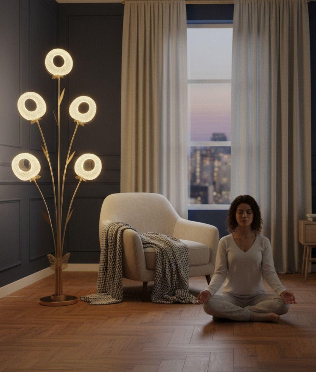 Lámpara Pie Escultural Iluminación Diseño Funcional Jhn-5