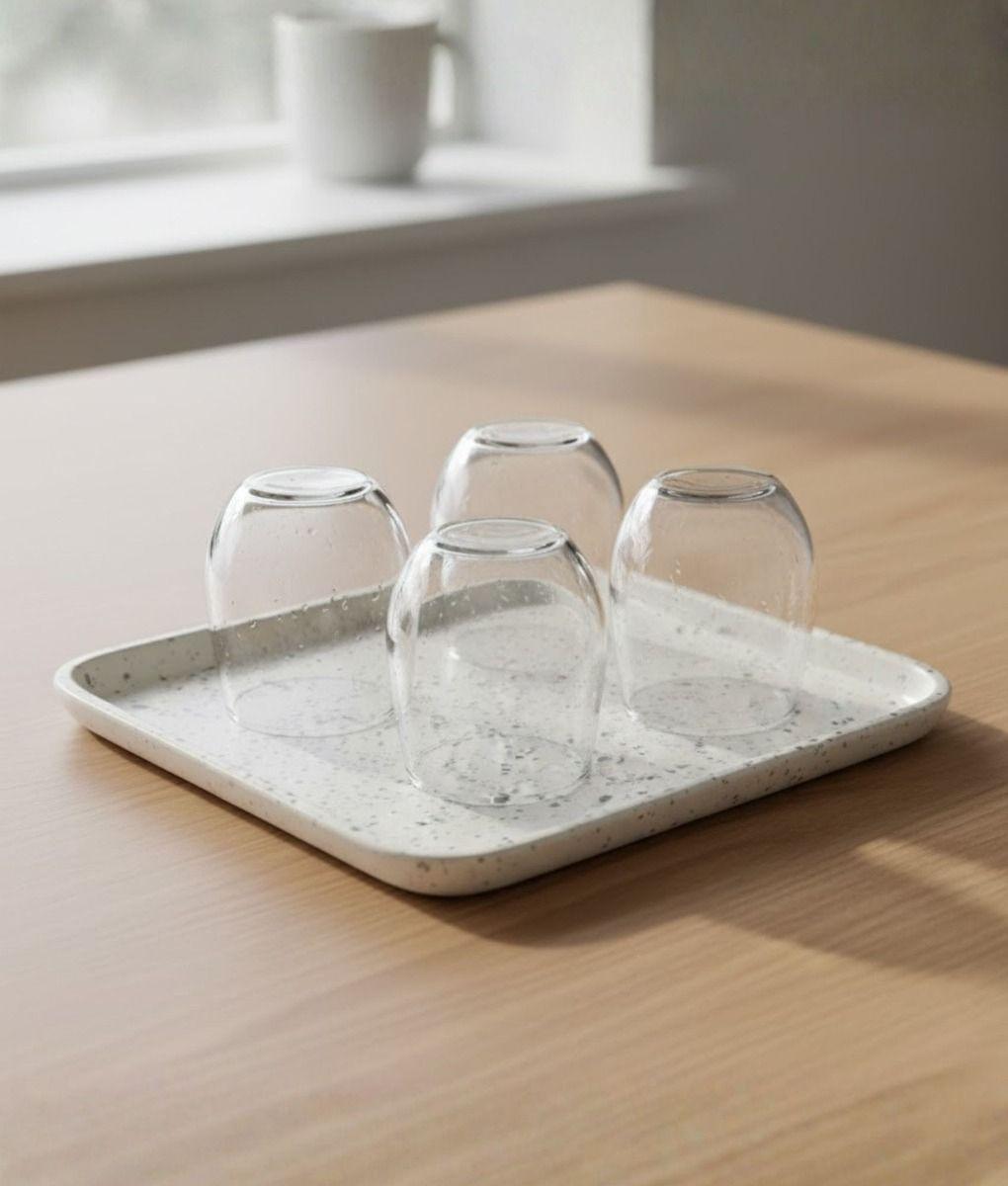 Bandeja Decorativa Base Cuadrada Estilo Terrazo Suave Jhn-8