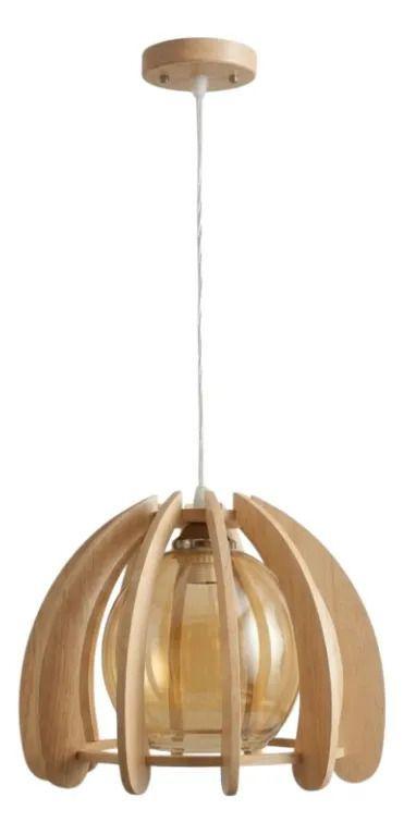 Lámpara Techo Colgante Decorativa Comedor Sala Madera ALJ-0