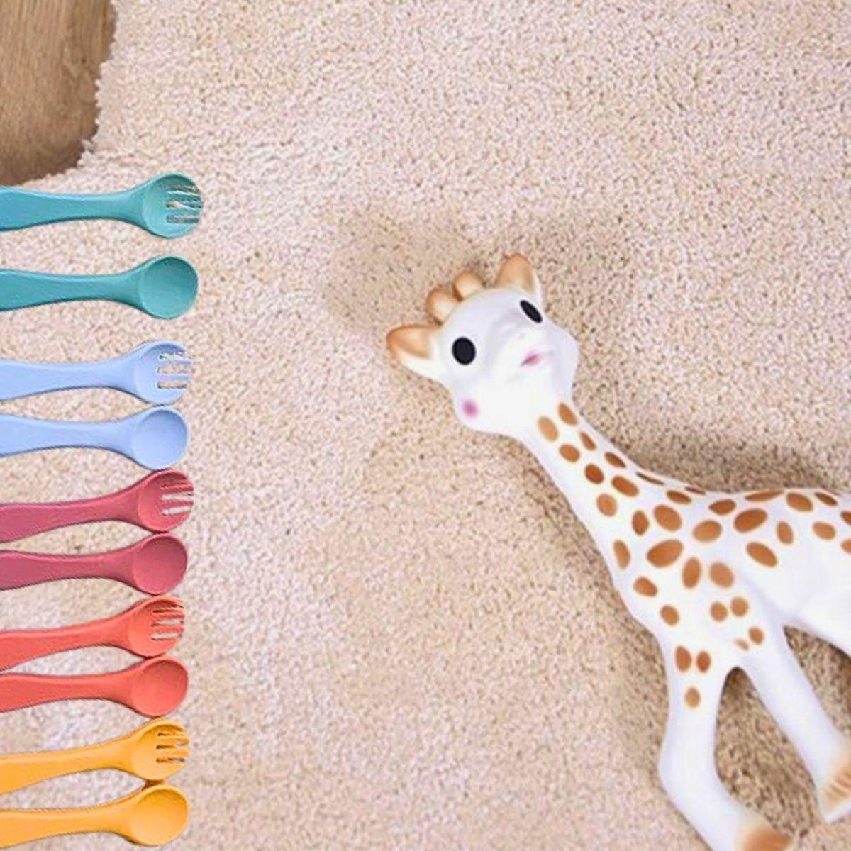 Set 4 Cubierto+Cuchara Silicona Ergonomico Bebes Lau-7