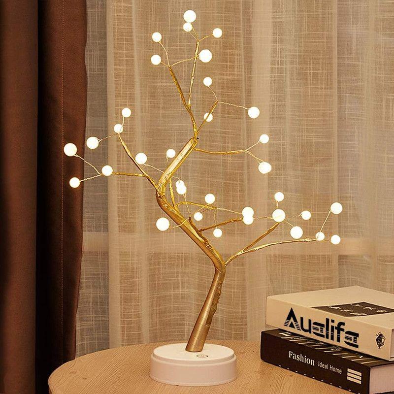 Lampara Mesa Luz LED Arbol Bonsai Decorativo USB Lau-4