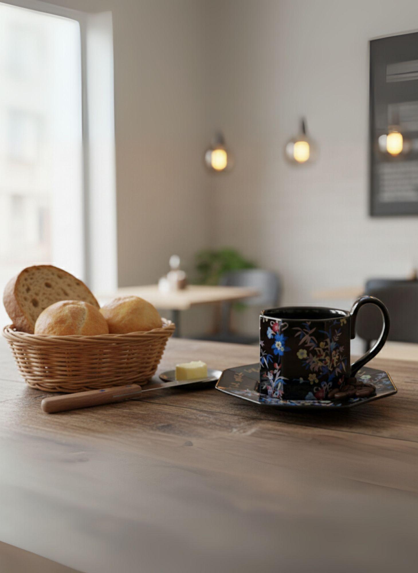 Taza Decorativa Elegante Platillo Floral Hogar Jhn-6