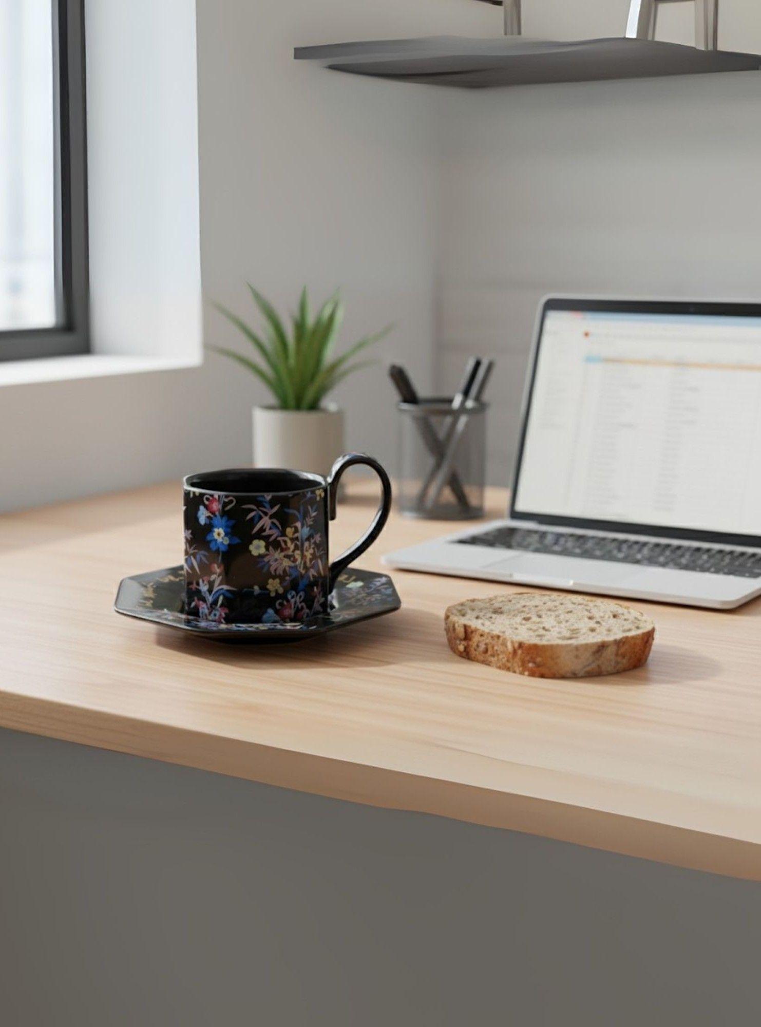 Taza Decorativa Elegante Platillo Floral Hogar Jhn-7