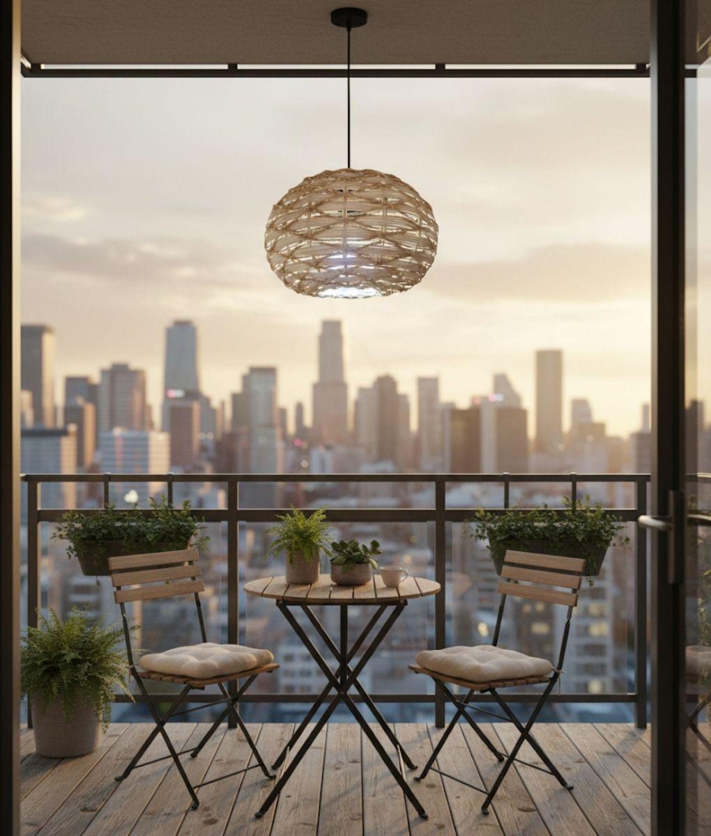 Lámpara Colgante Decorativa Techo Redonda Tejida Hogar Jhn-7