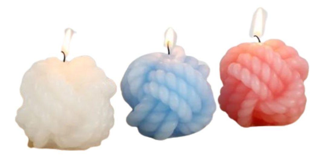 SET 4 VELAS AROMATICAS DECORATIVA FORMA BOLA HILO LAU-0