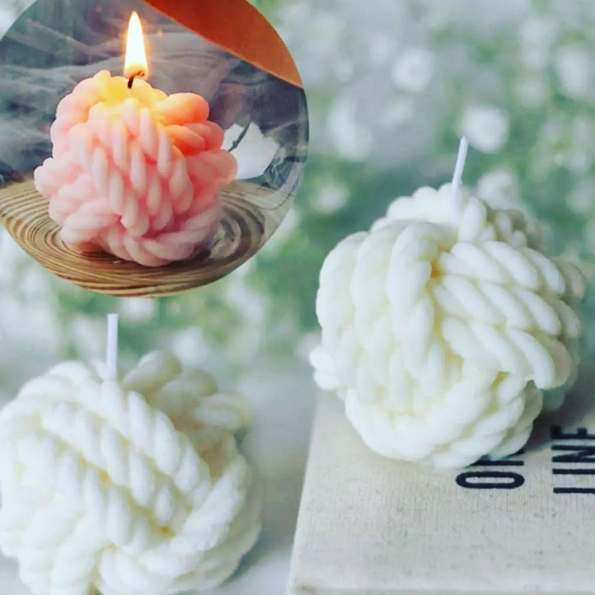 SET 4 VELAS AROMATICAS DECORATIVA FORMA BOLA HILO LAU-1