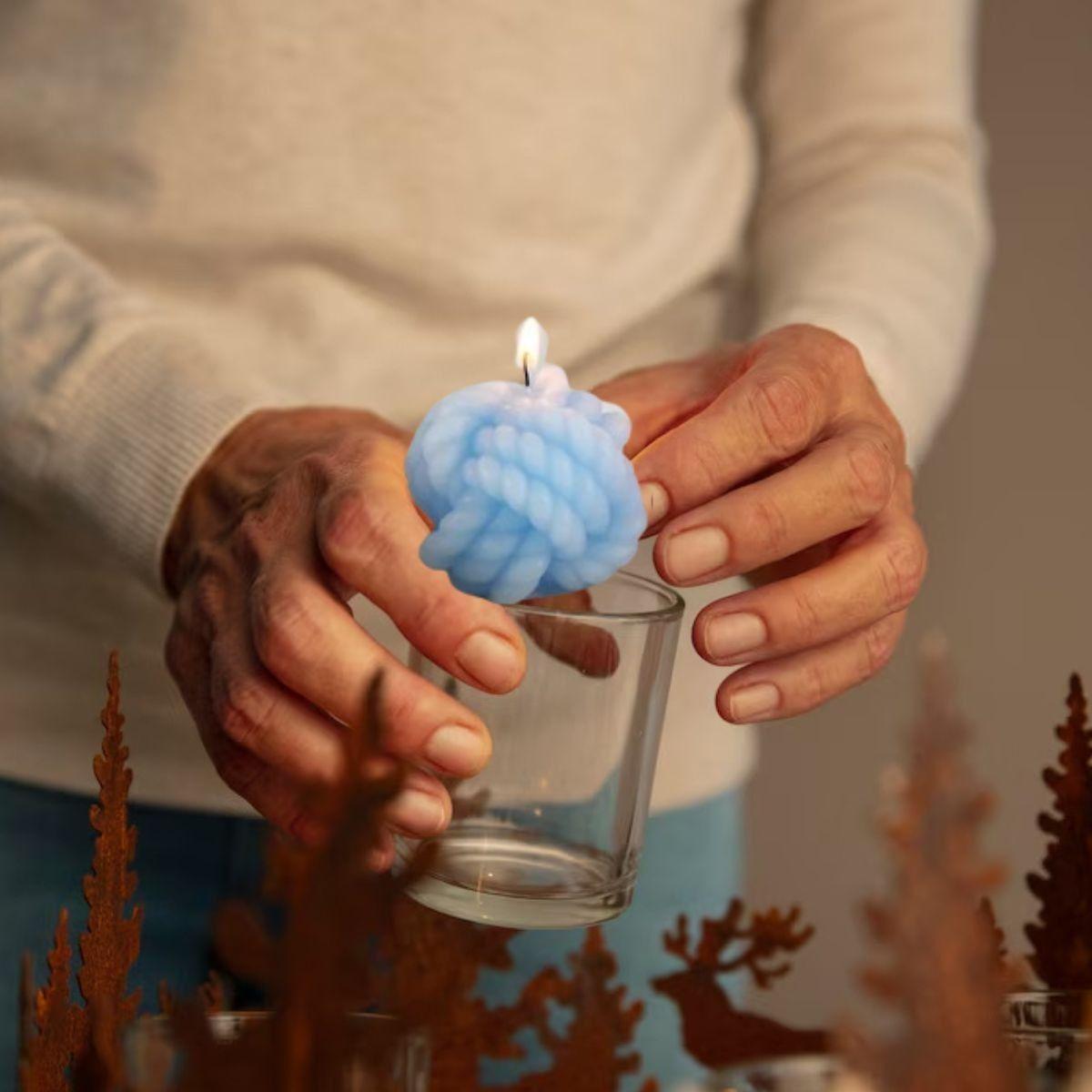 SET 4 VELAS AROMATICAS DECORATIVA FORMA BOLA HILO LAU-3