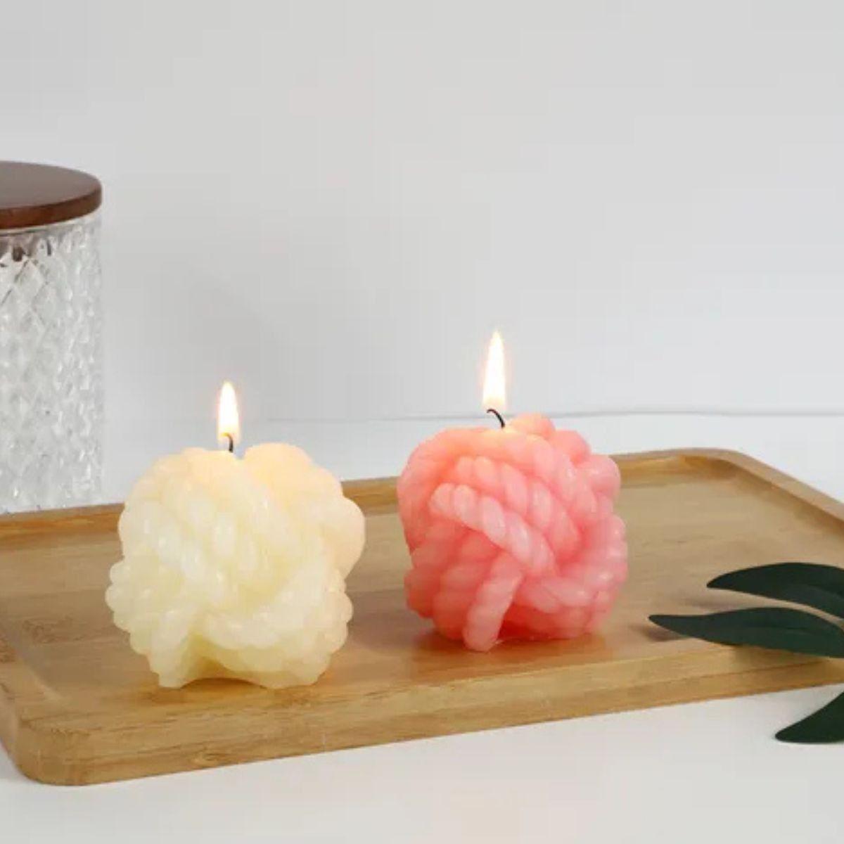 SET 4 VELAS AROMATICAS DECORATIVA FORMA BOLA HILO LAU-5