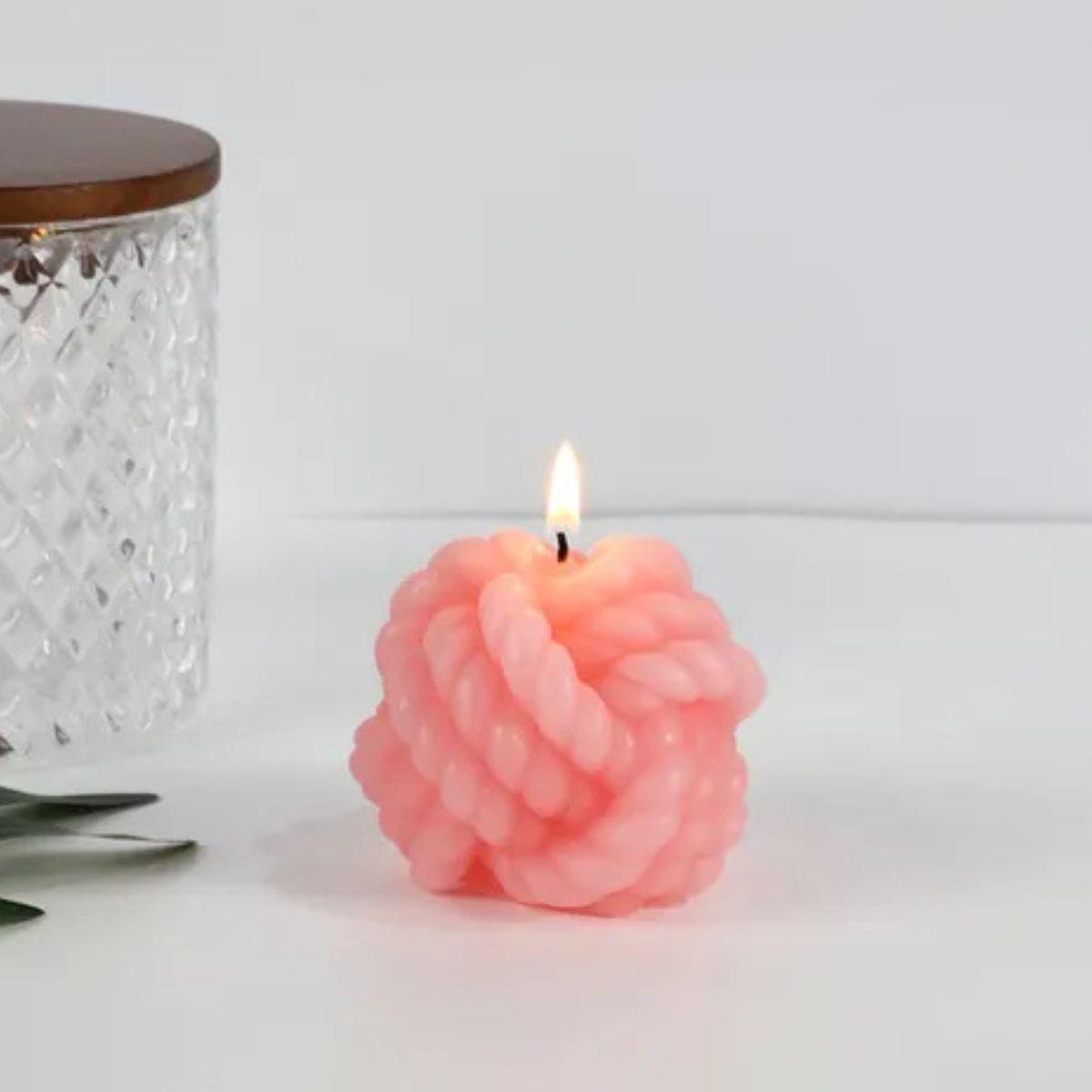 SET 4 VELAS AROMATICAS DECORATIVA FORMA BOLA HILO LAU-6