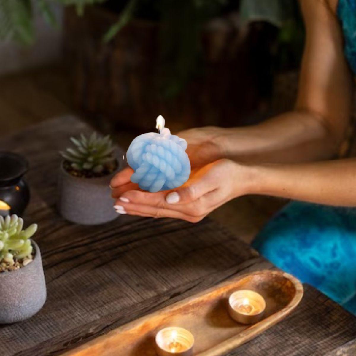 SET 4 VELAS AROMATICAS DECORATIVA FORMA BOLA HILO LAU-9