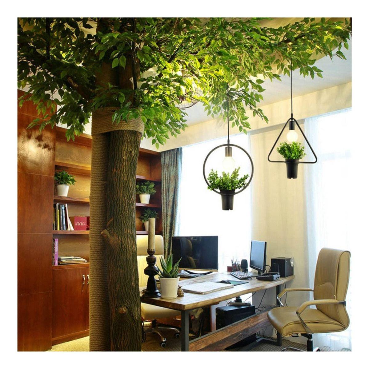 Lámpara Colgante Hierro Verde Campestre Sala Bar Lau-5