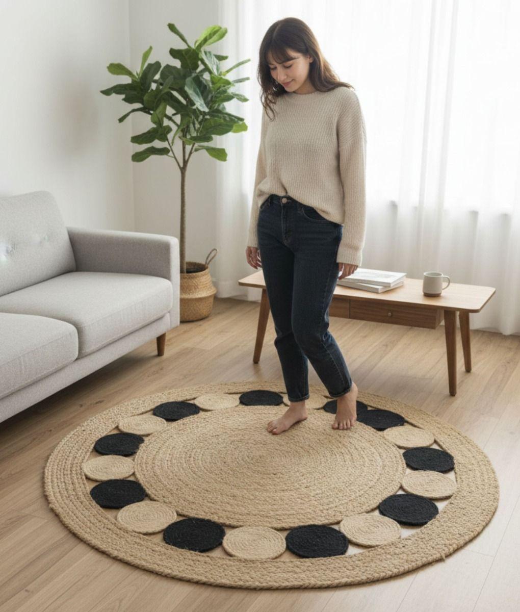 Alfombra Circular Decorativa Funcional Yute Natural Jhn-2