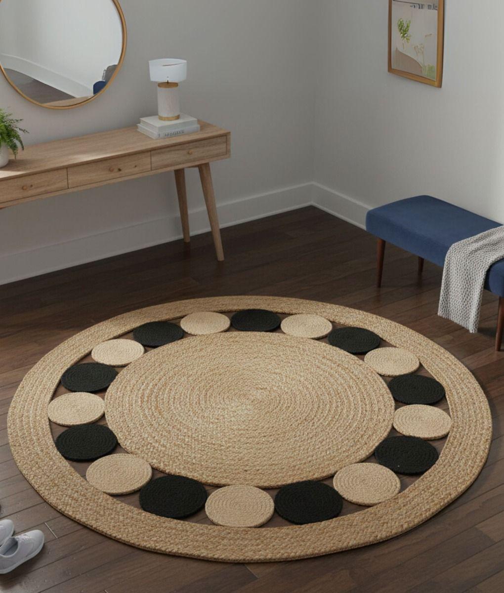 Alfombra Circular Decorativa Funcional Yute Natural Jhn-7
