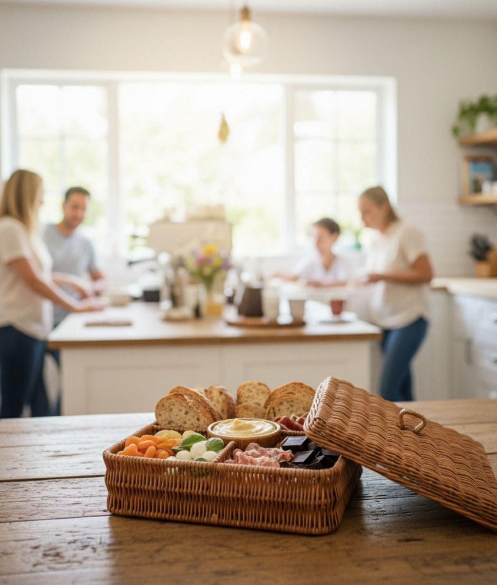 Canasto Decorativo Tapa Cesto Organizador Compartimentos Jhn-6