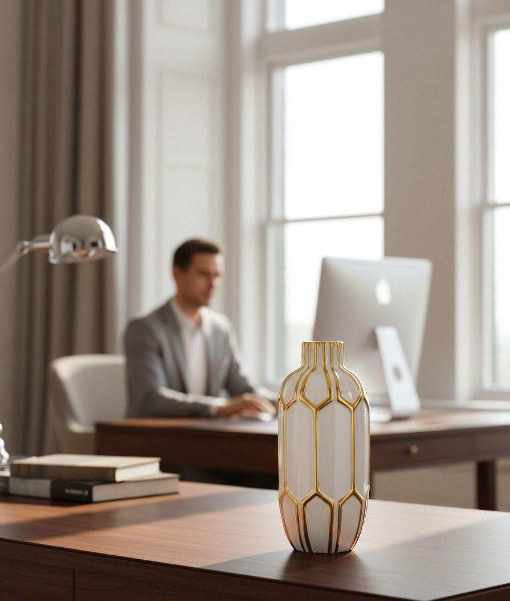 Florero Jarrón Decorativo Lujo Geométrico Fusión Arte Jhn-6