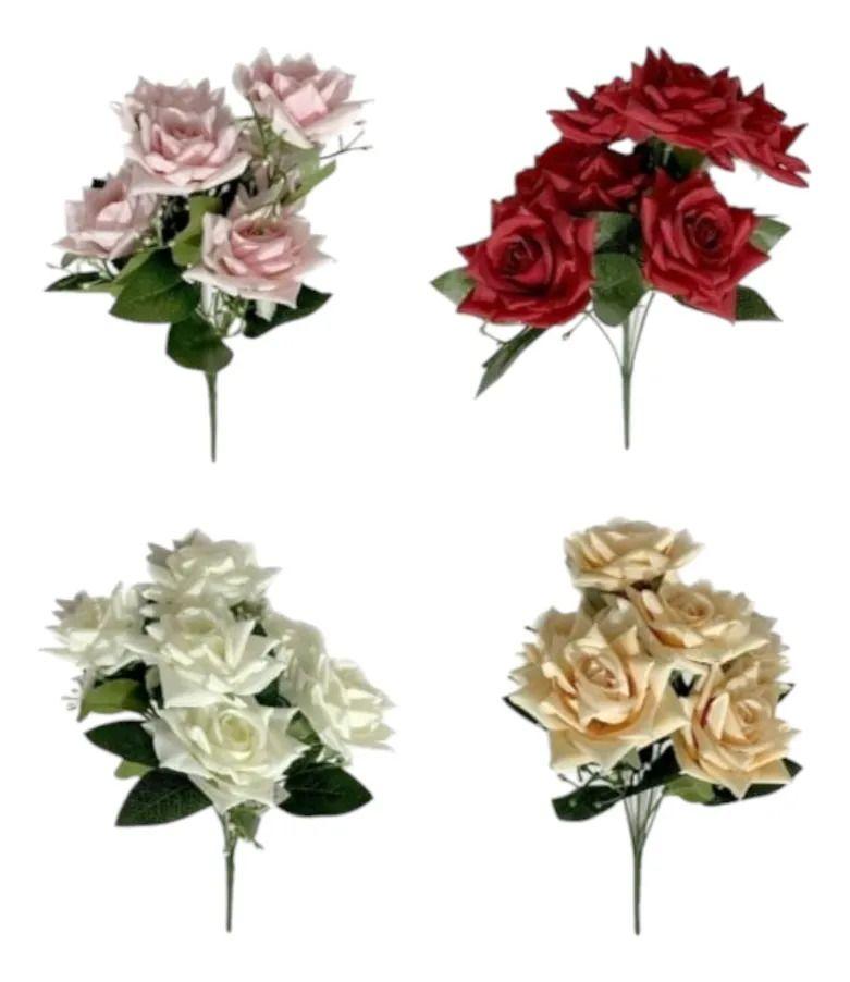 Set 2 Ramo Floral Artificial Rosas Decorativas Adorno Jhn-9