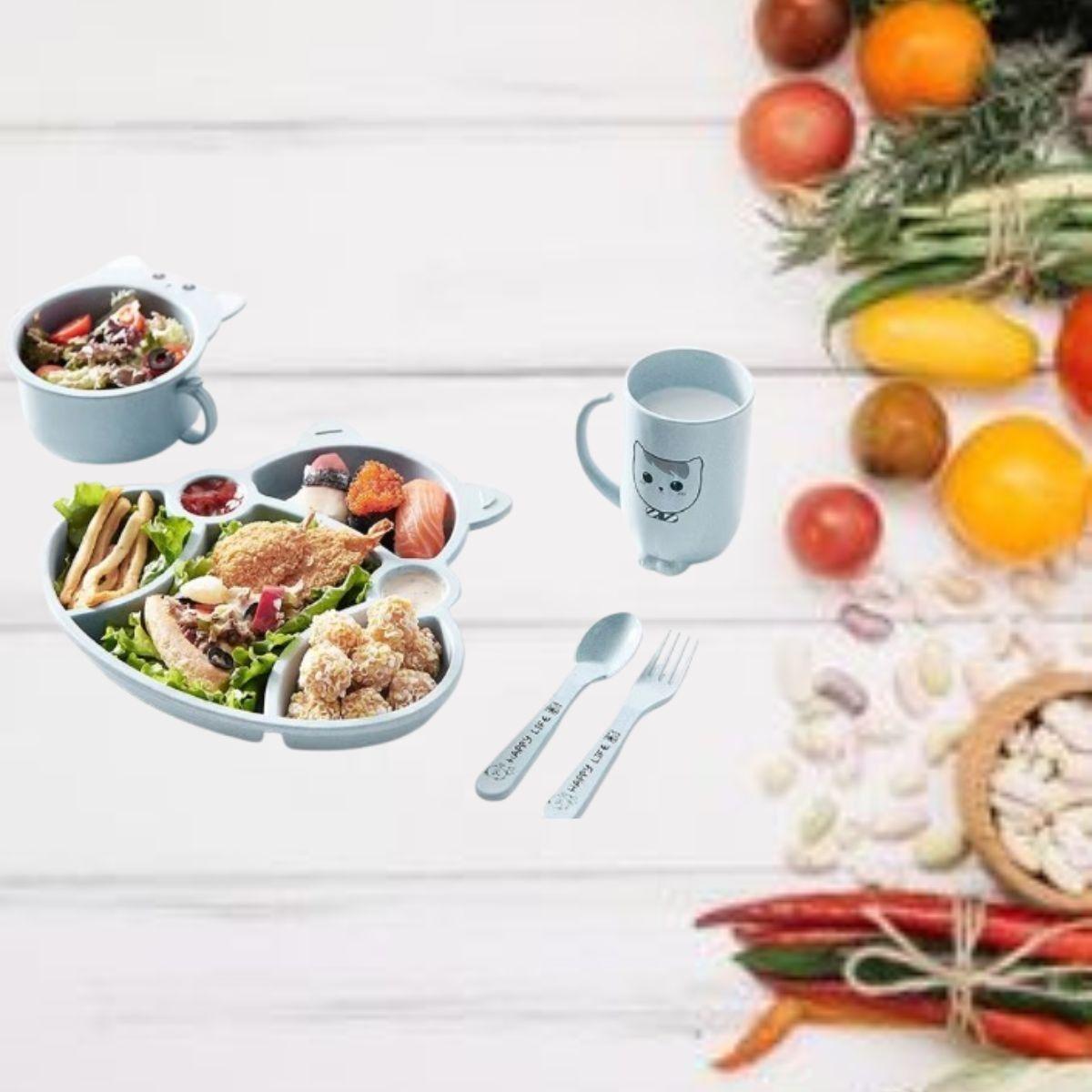 Set 3 Platos Silicona Forma Gato Entrenamiento Niños Lau-6