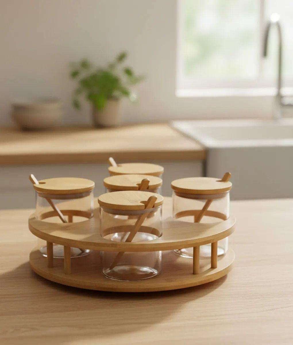 Juego Frascos Contenedores Organizadores Estilo Natural Jhn-5