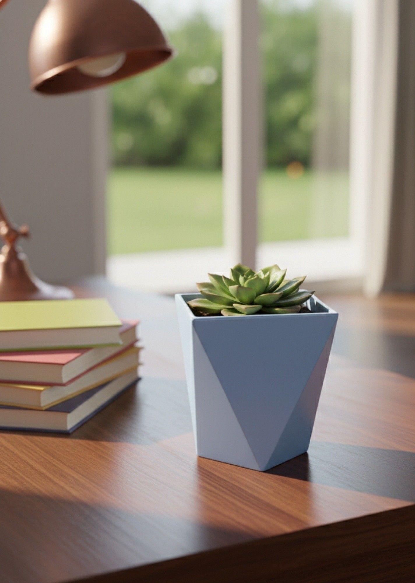 Set 2 Macetero Decorativo Geométrico Diamantado Adorno Jhn-5