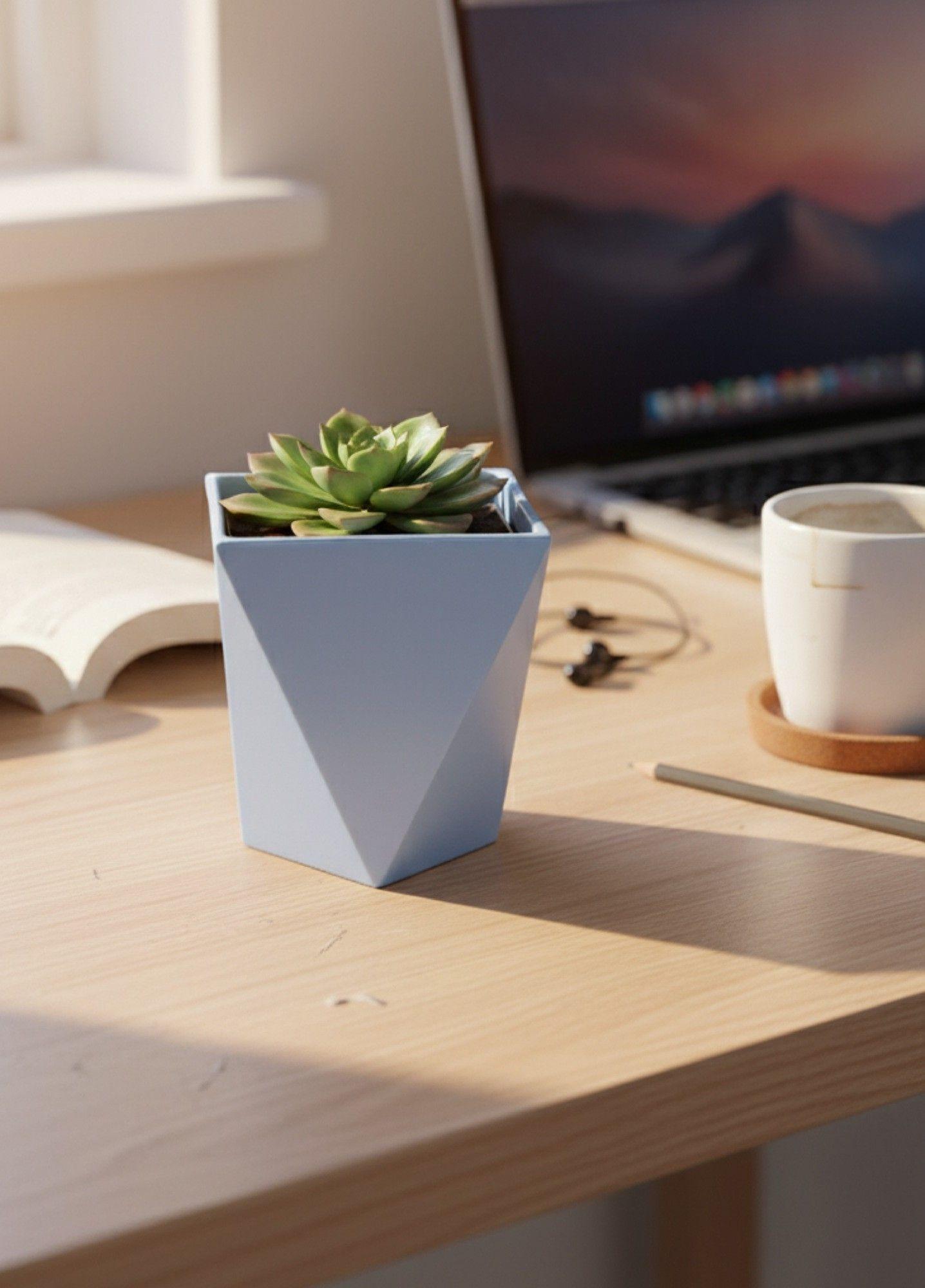 Set 2 Macetero Decorativo Geométrico Diamantado Adorno Jhn-7