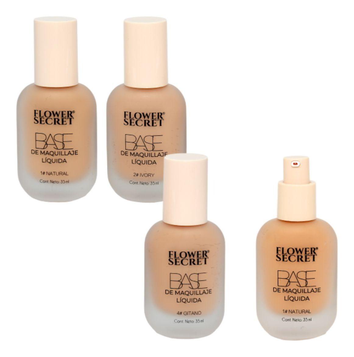 PAQUETE 12 BASES DE MAQUILLAJE LIQUIDA ACABADO NATURAL LAU-4