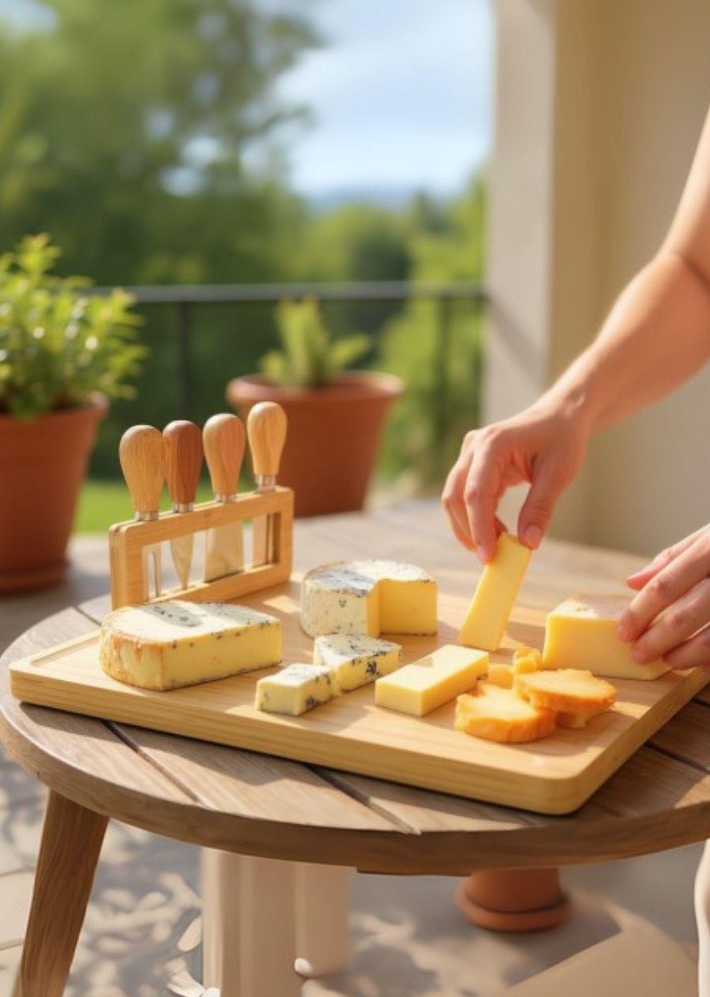 Tabla Picar Queso Embutido Utensilio Soporte Funcional Jhn-2