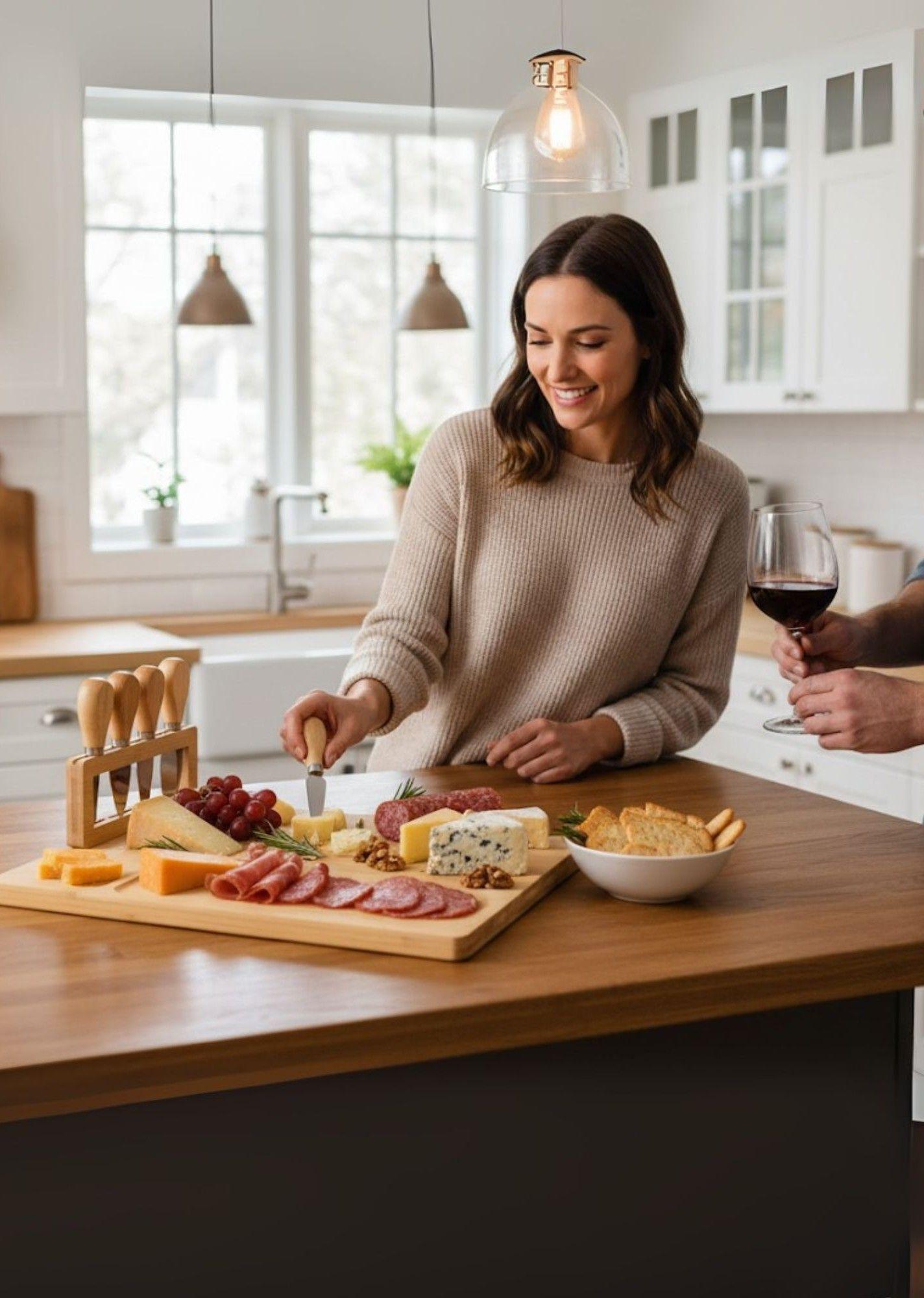 Tabla Picar Queso Embutido Utensilio Soporte Funcional Jhn-3