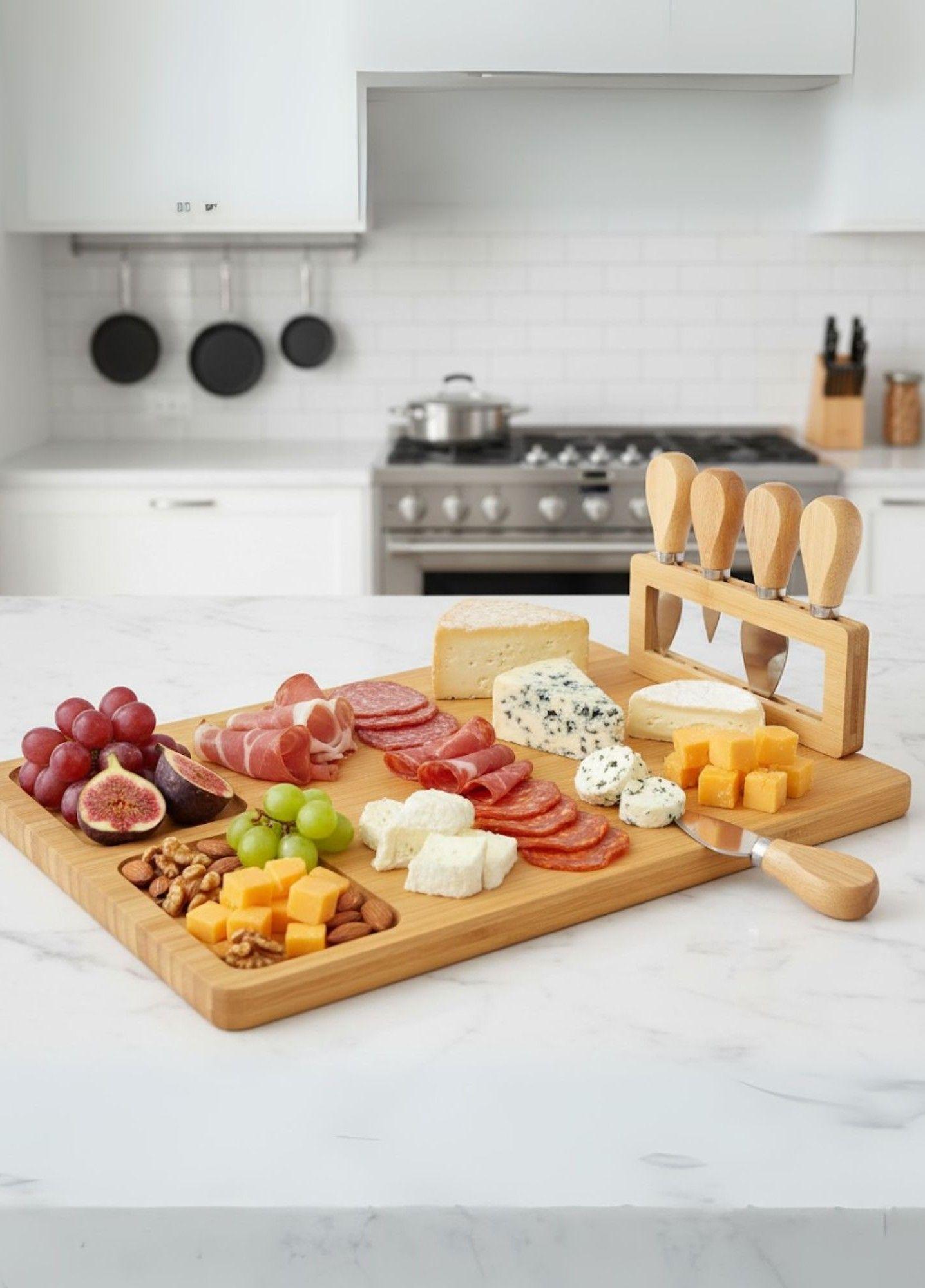 Tabla Picar Queso Embutido Utensilio Soporte Funcional Jhn-5