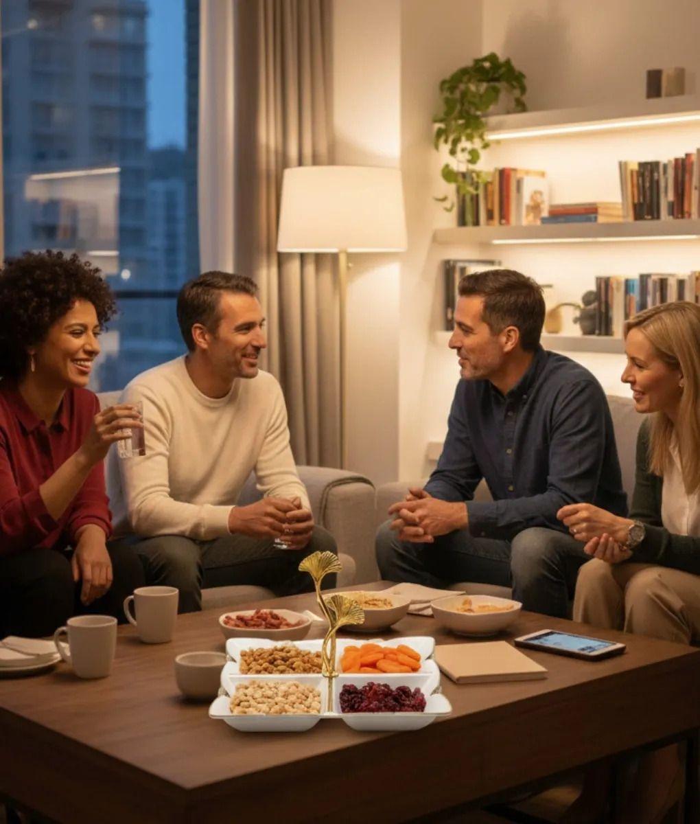 Bandeja Decorativa Servicio Seccionada Mango Botánico Jhn-3