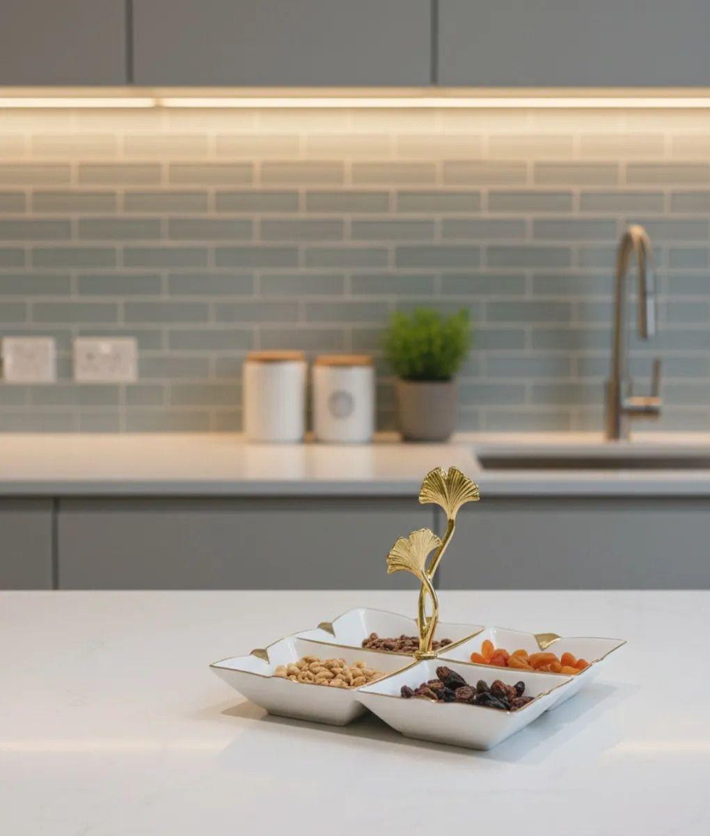 Bandeja Decorativa Servicio Seccionada Mango Botánico Jhn-8