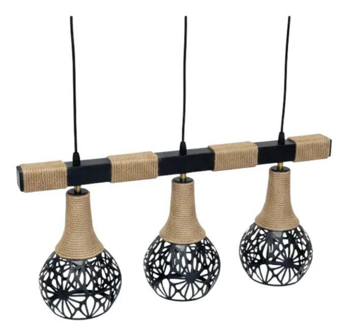 Lámpara Colgante Estilo Triple Diseño Esferas Caladas Jhn-0