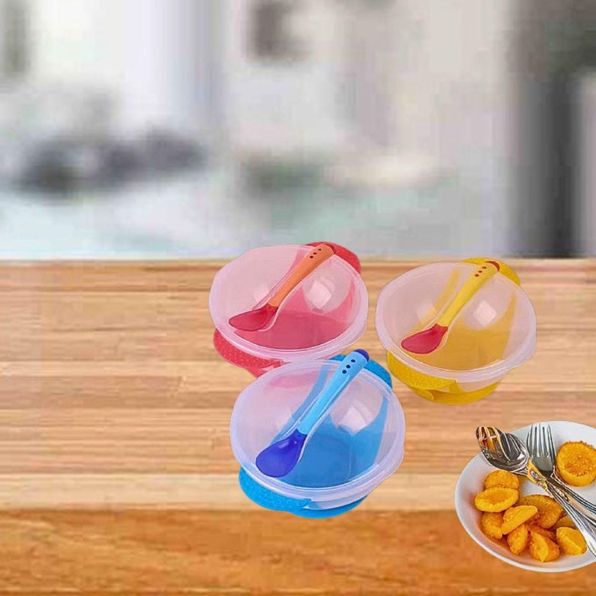 Set 6 Platos Tazon + Cuchara Temperatura Comida Bebes Lau-1