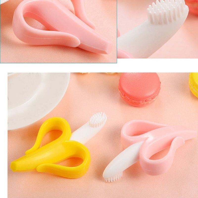 Set 5 Mordedores Silicona Platano Cepillo Dientes Bebe Lau-2