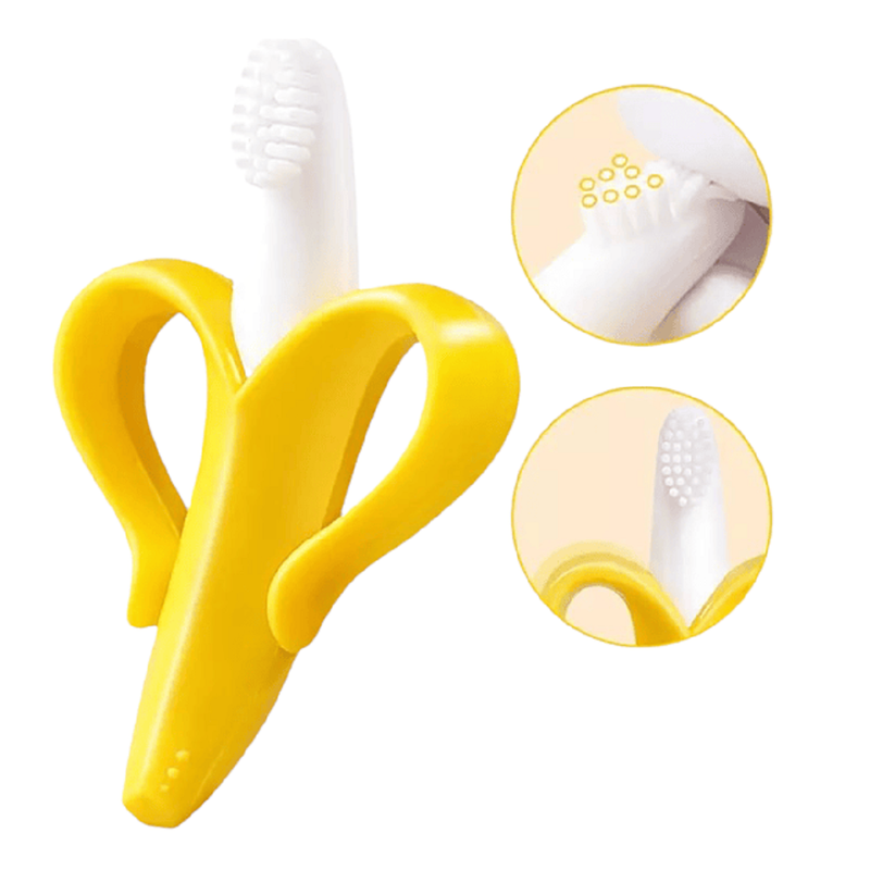 Set 5 Mordedores Silicona Platano Cepillo Dientes Bebe Lau-5