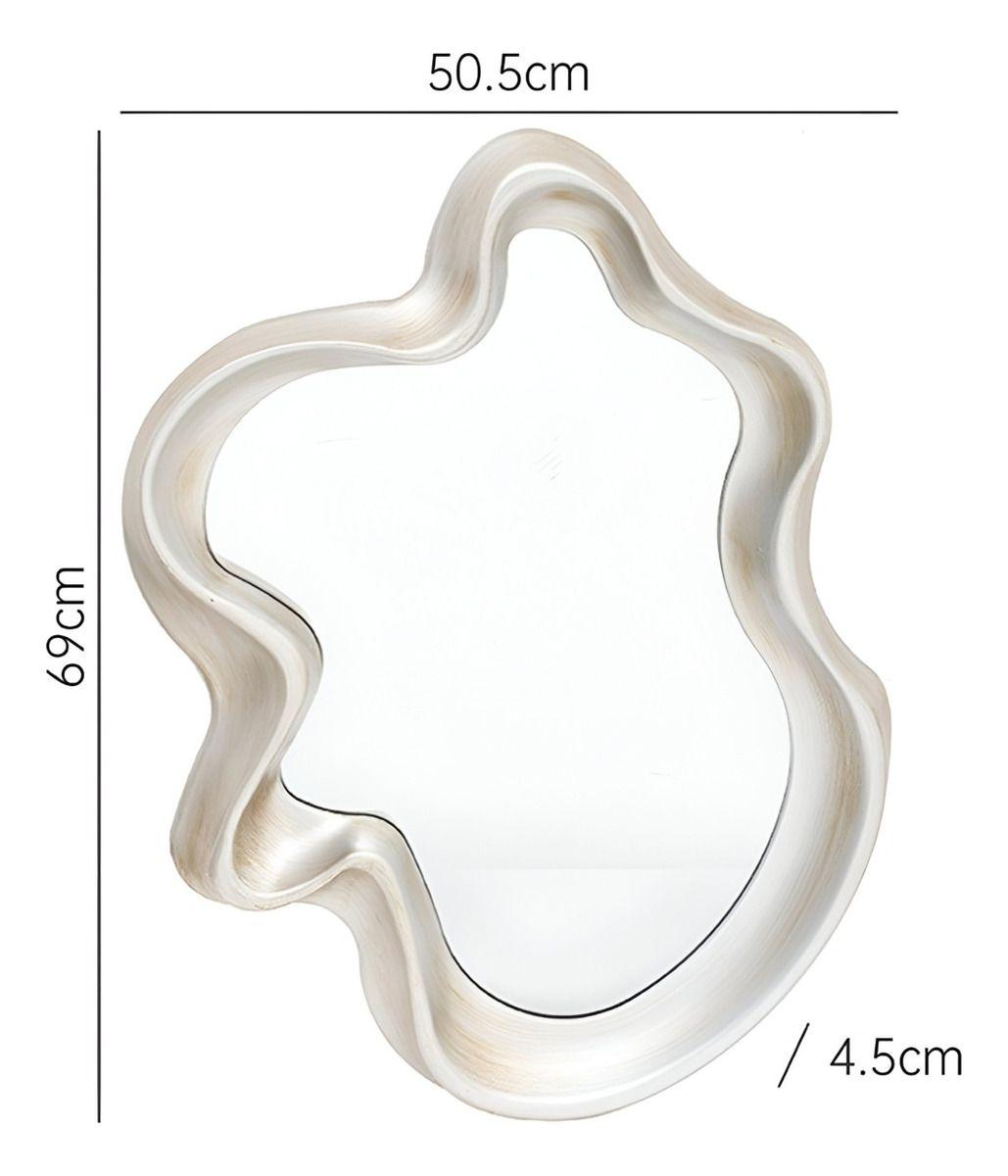 Espejo Pared Asimétrico Ondulado Nube Decorativo Blanco Jhn-8