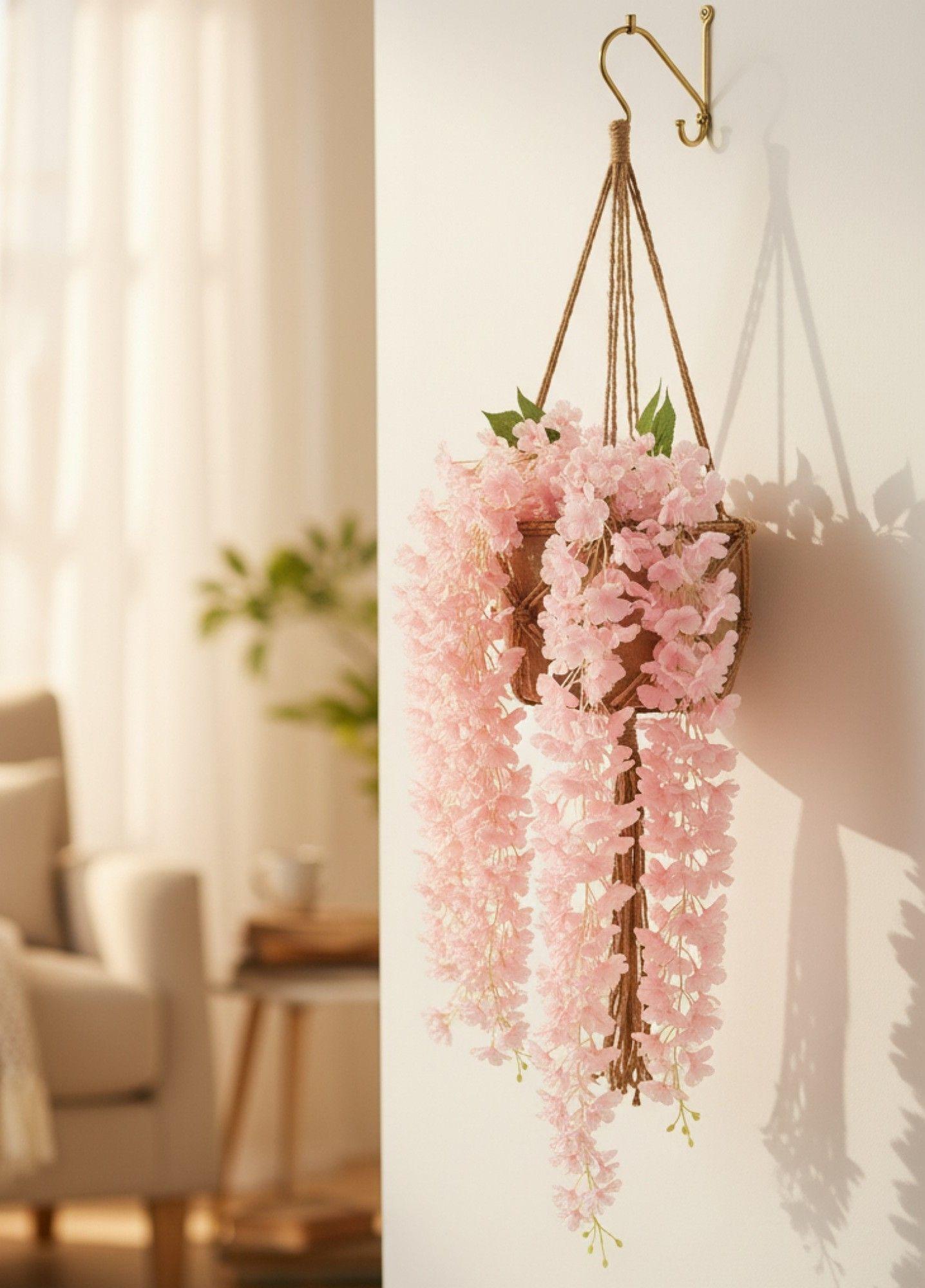 Set 2 Flores Artificiales Enredadera Colgante Pluma Jhn-3