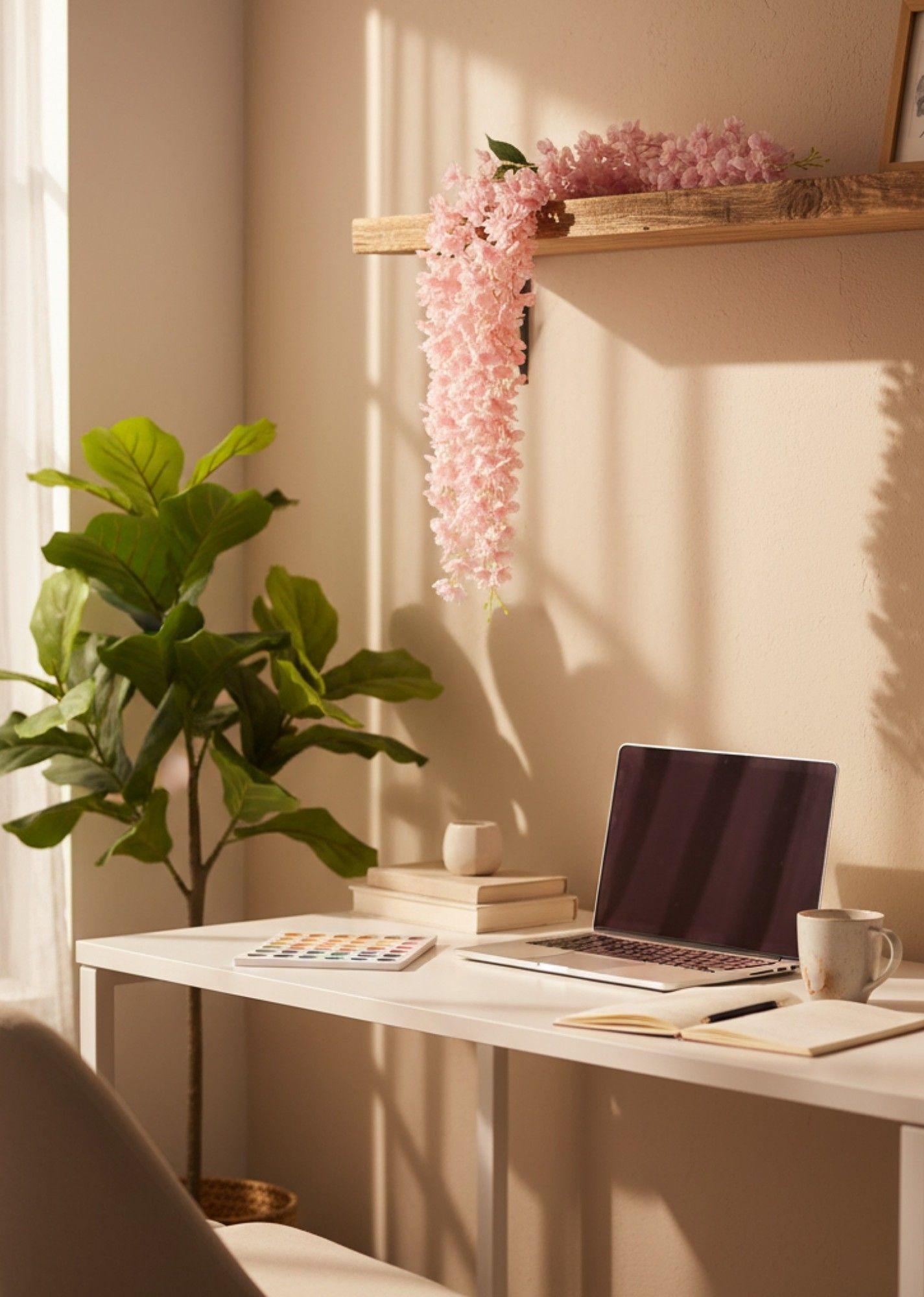 Set 2 Flores Artificiales Enredadera Colgante Pluma Jhn-5