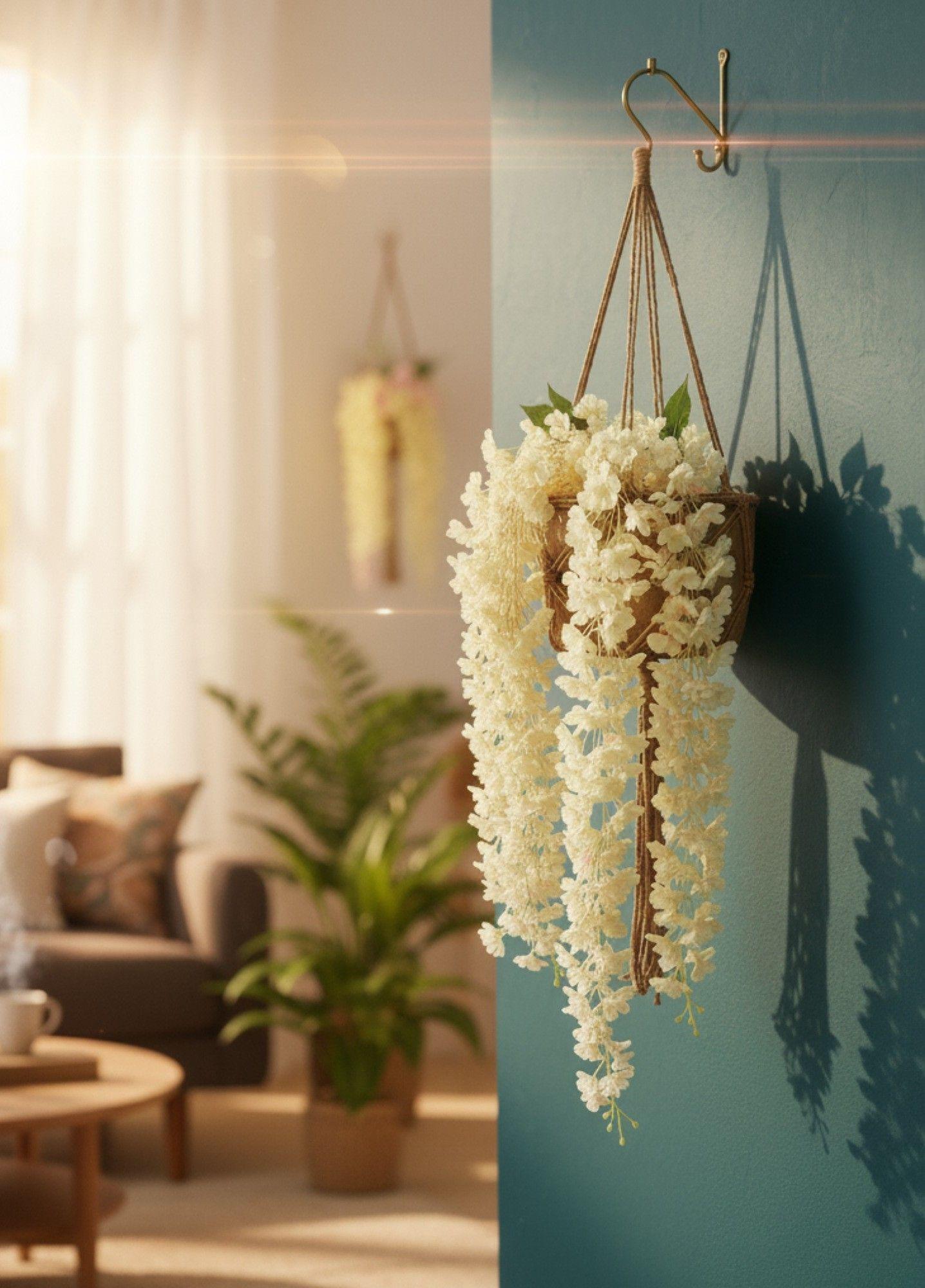 Set 2 Flores Artificiales Enredadera Colgante Pluma Jhn-7