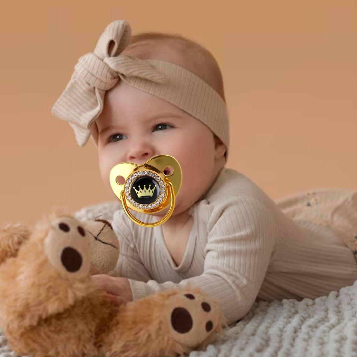 SET 2 CHUPETES CON SUJETADOR BRILLOS ELEGANTE BEBE LAU-3