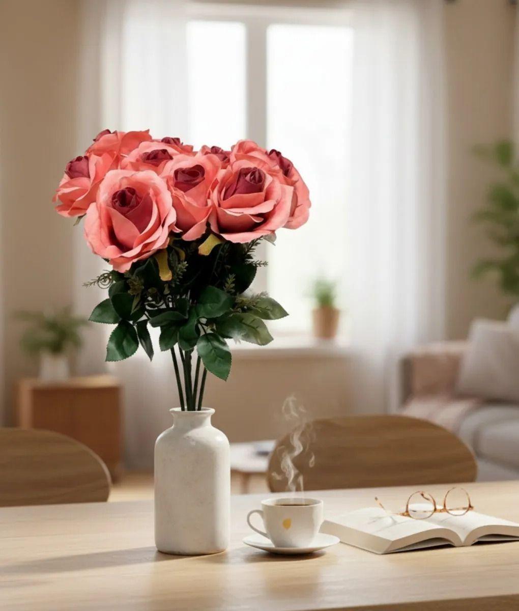 Ramo Floral Decorativo Artificial Rosas Apertura Jhn-8