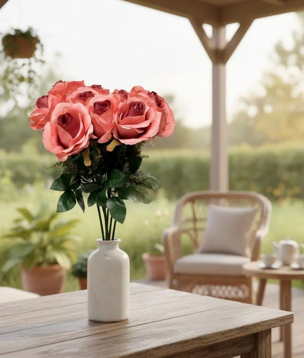 Ramo Floral Decorativo Artificial Rosas Apertura Jhn-9