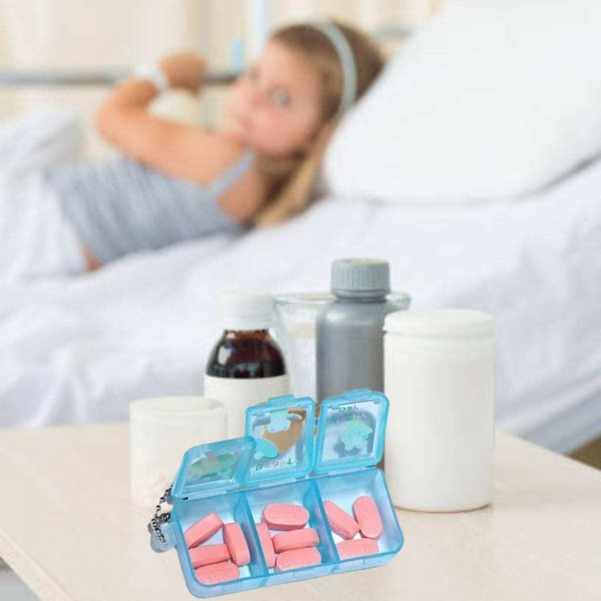 SET 8 PASTILLERO MINI DIBUJOS ANIMADOS 3 COMPARTIMIENTOS LAU-8