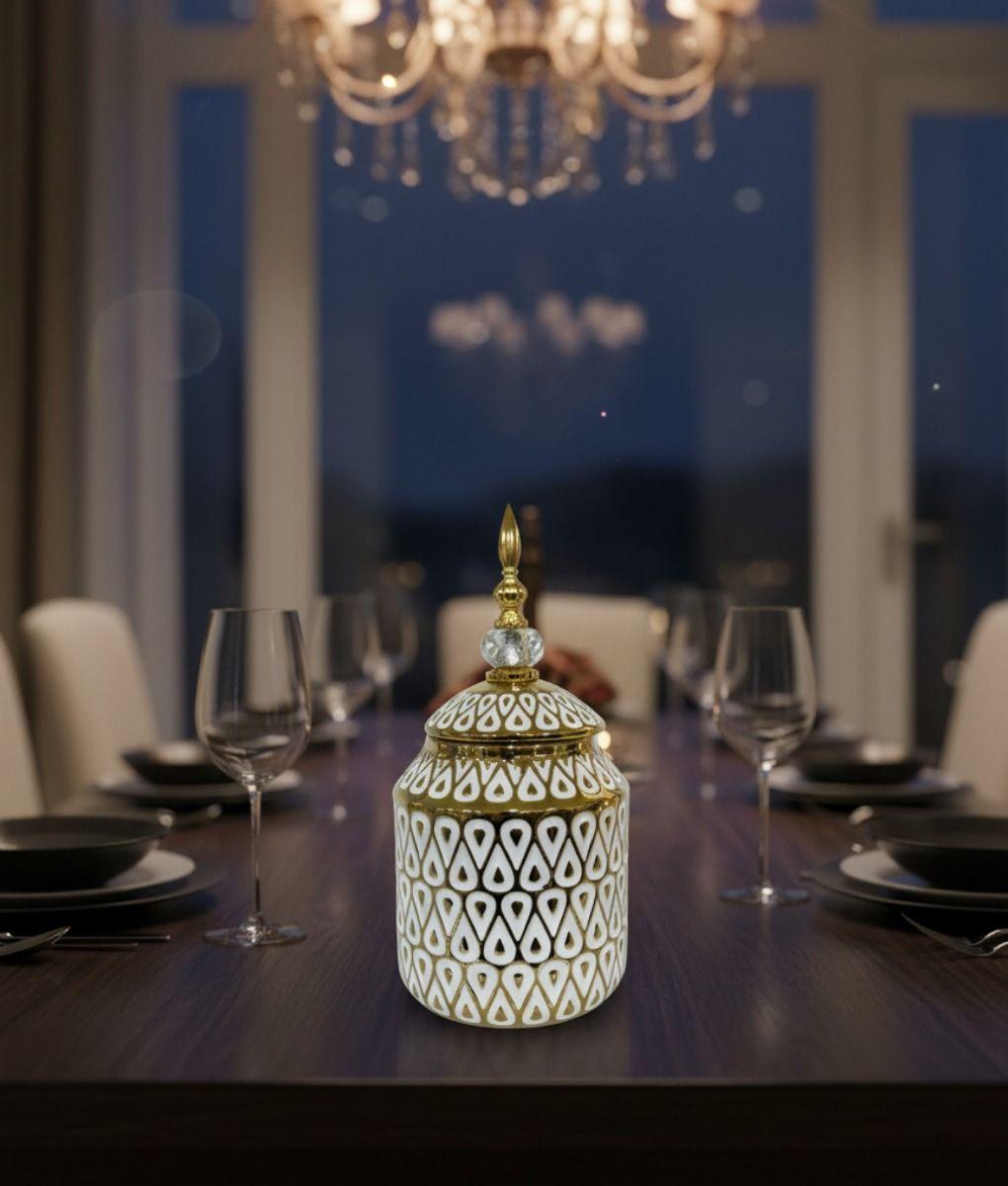 Potiche Decorativo Centro Mesa Recipiente Tapa Adorno Jhn-6