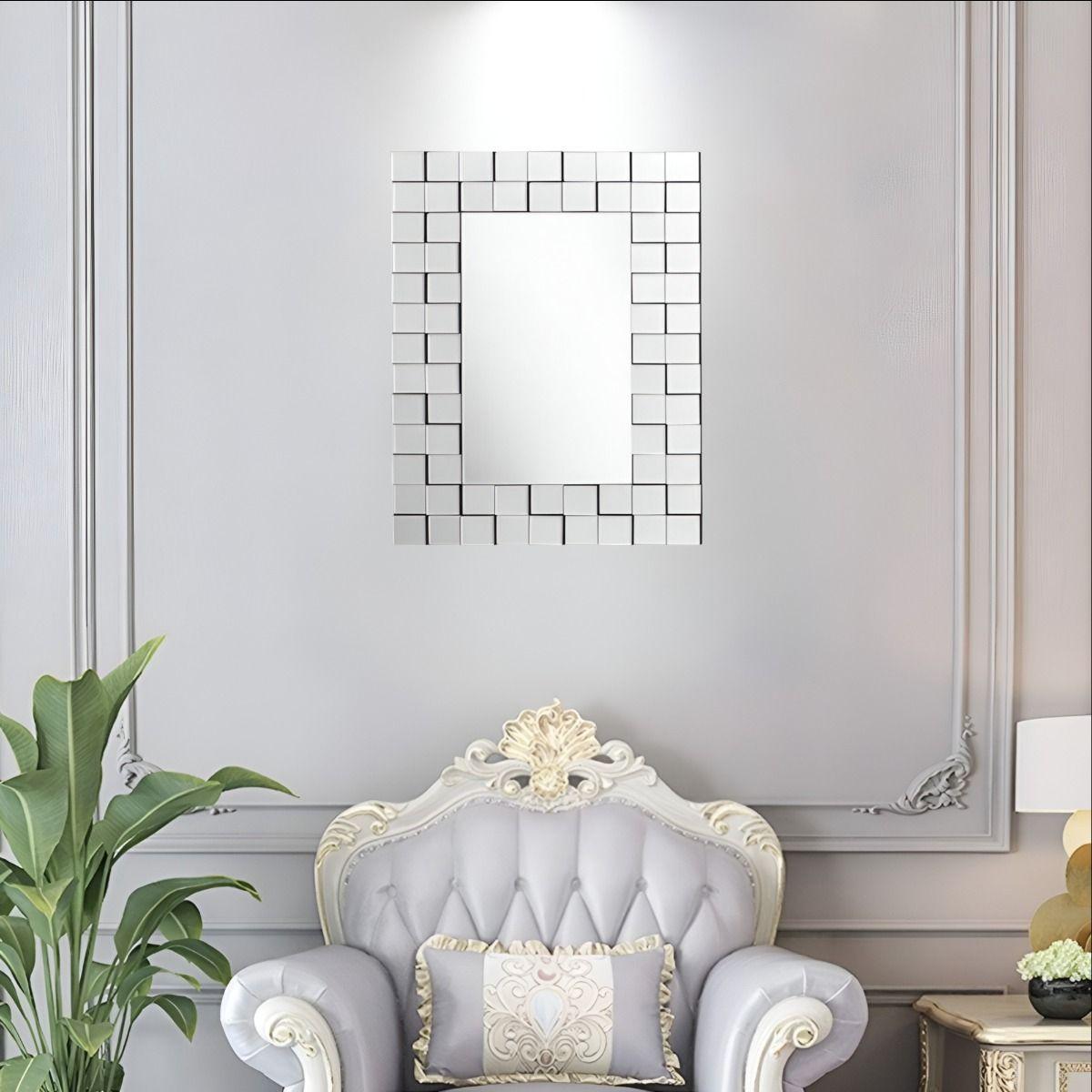 Espejo Pared Grande Decoración Elegante 3D Rectangular Jhn-2