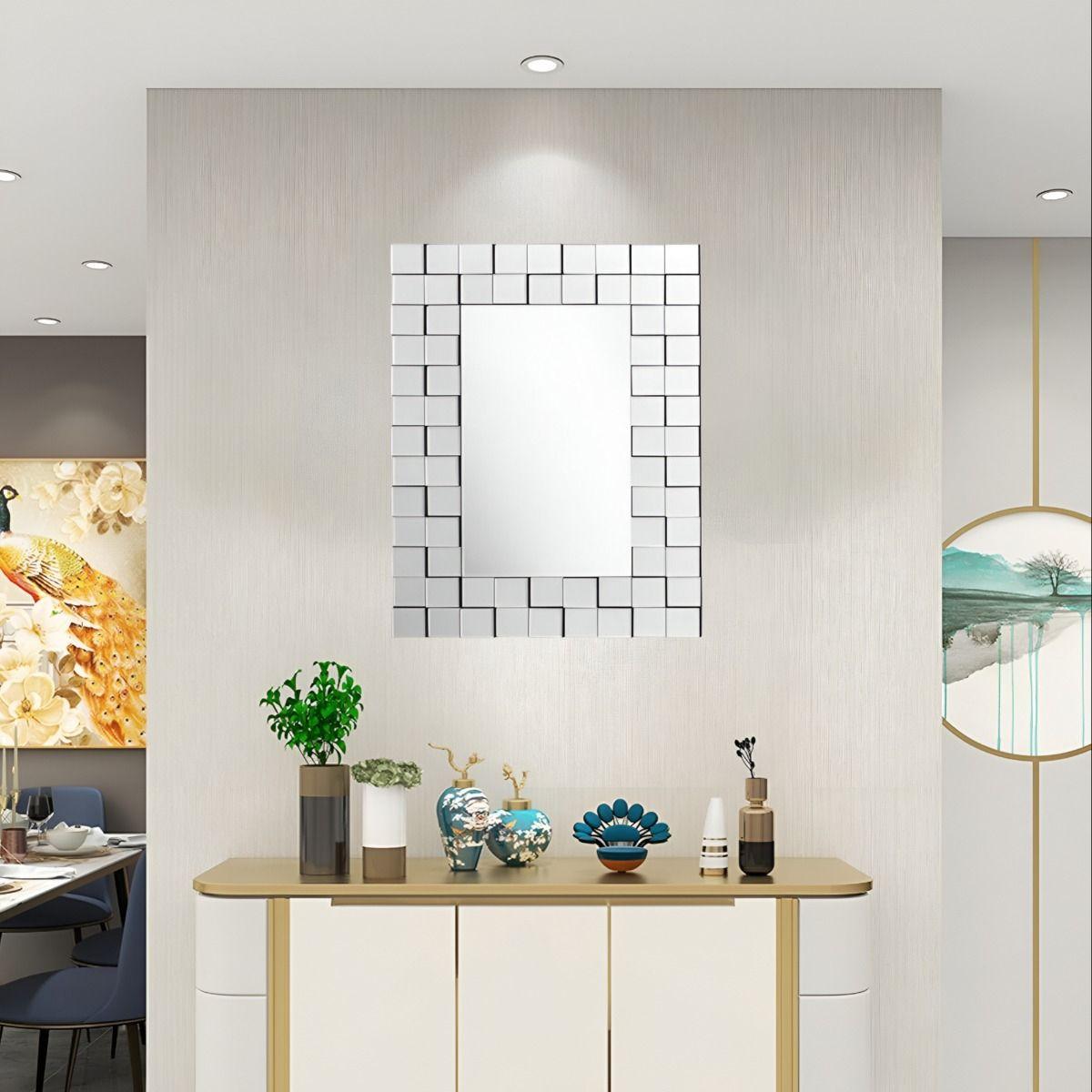 Espejo Pared Grande Decoración Elegante 3D Rectangular Jhn-5