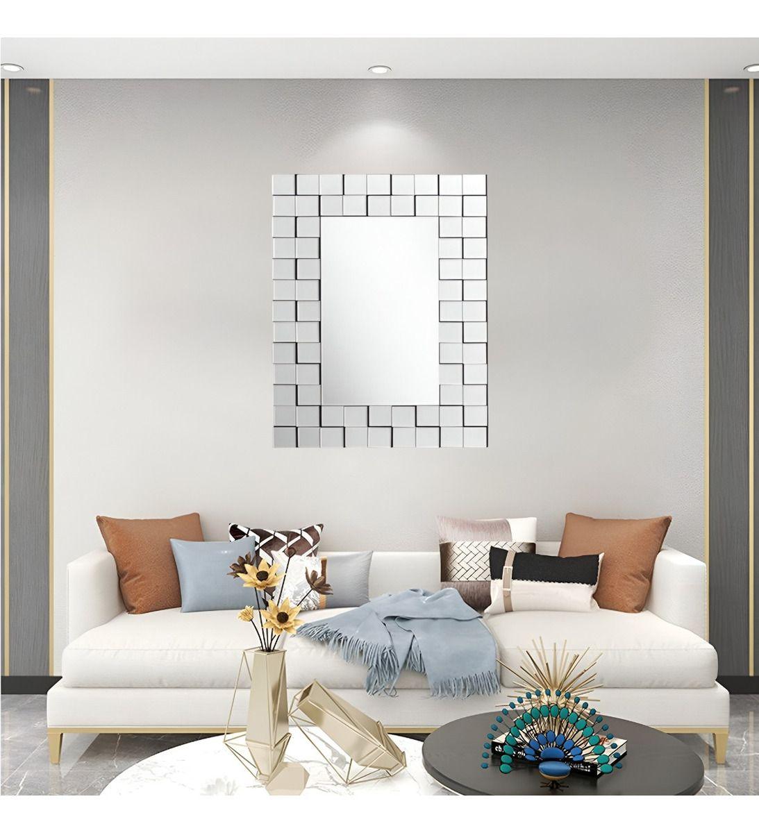 Espejo Pared Grande Decoración Elegante 3D Rectangular Jhn-6