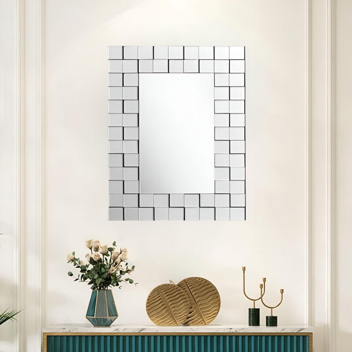 Espejo Pared Grande Decoración Elegante 3D Rectangular Jhn-9